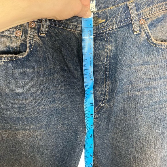 Free people jeans size 28 cropped mid-rise straight leg frayed hem distressed - Picture 10 of 16